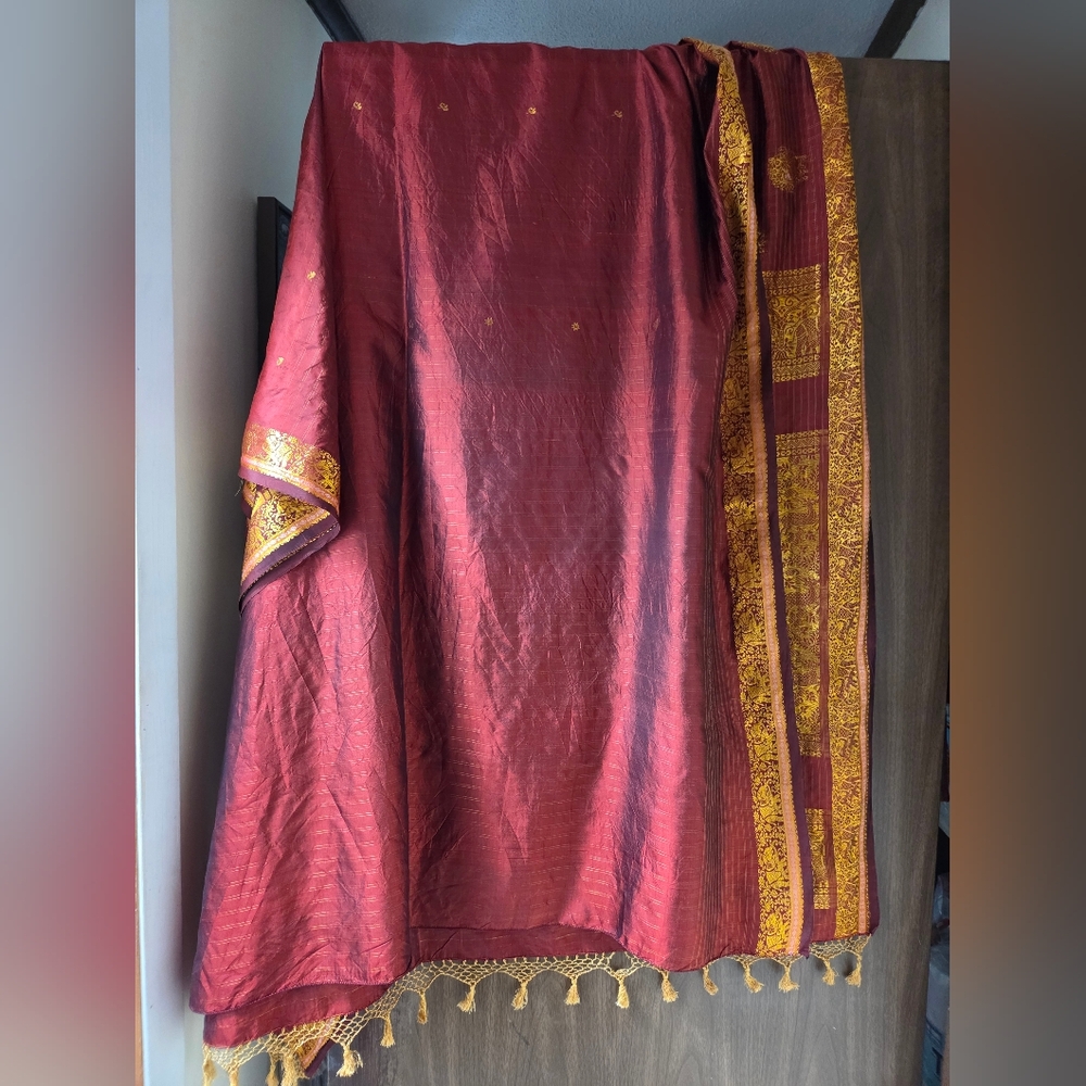 Elegant Red And Gold Sari - image 3